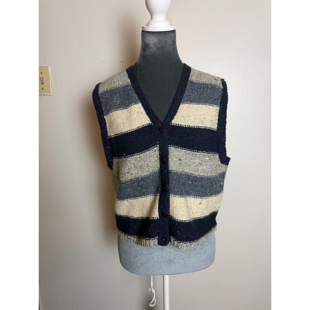 Metropolitan Museum of Art Striped Wool Blend Knit Sweater Vest Cottagecore M